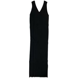 Sleeveless Black V-Neck Ribbed Maxi Dress - Remi Bader Edited